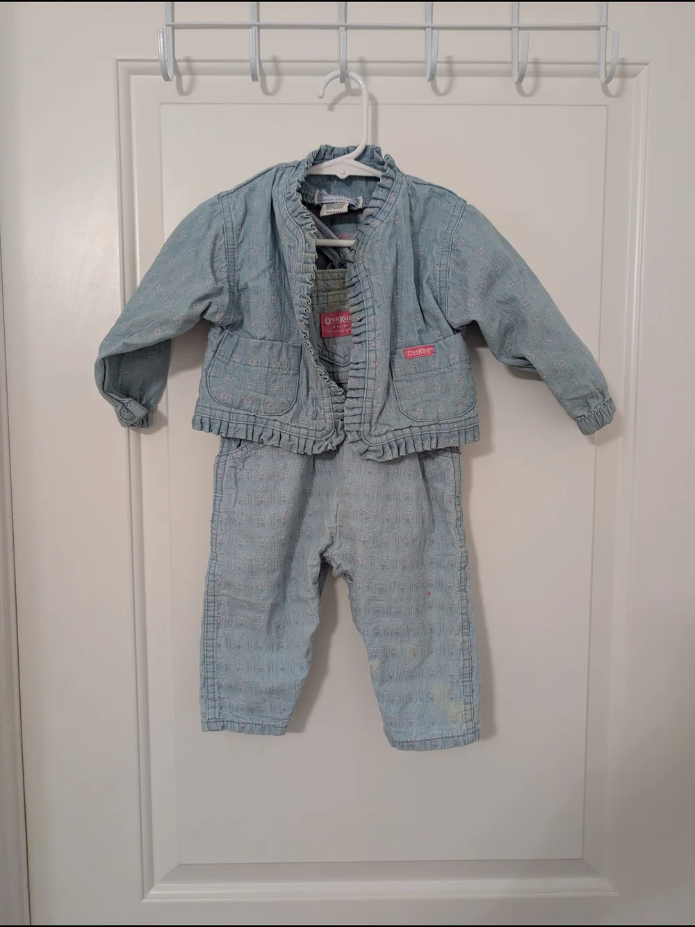 Vintage OshKosh B'gosh‎ Light Wash Overalls With Matching Jacket 6-9m